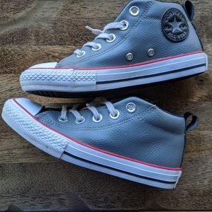 Converse High Tops Leather Gray Red White Size 13